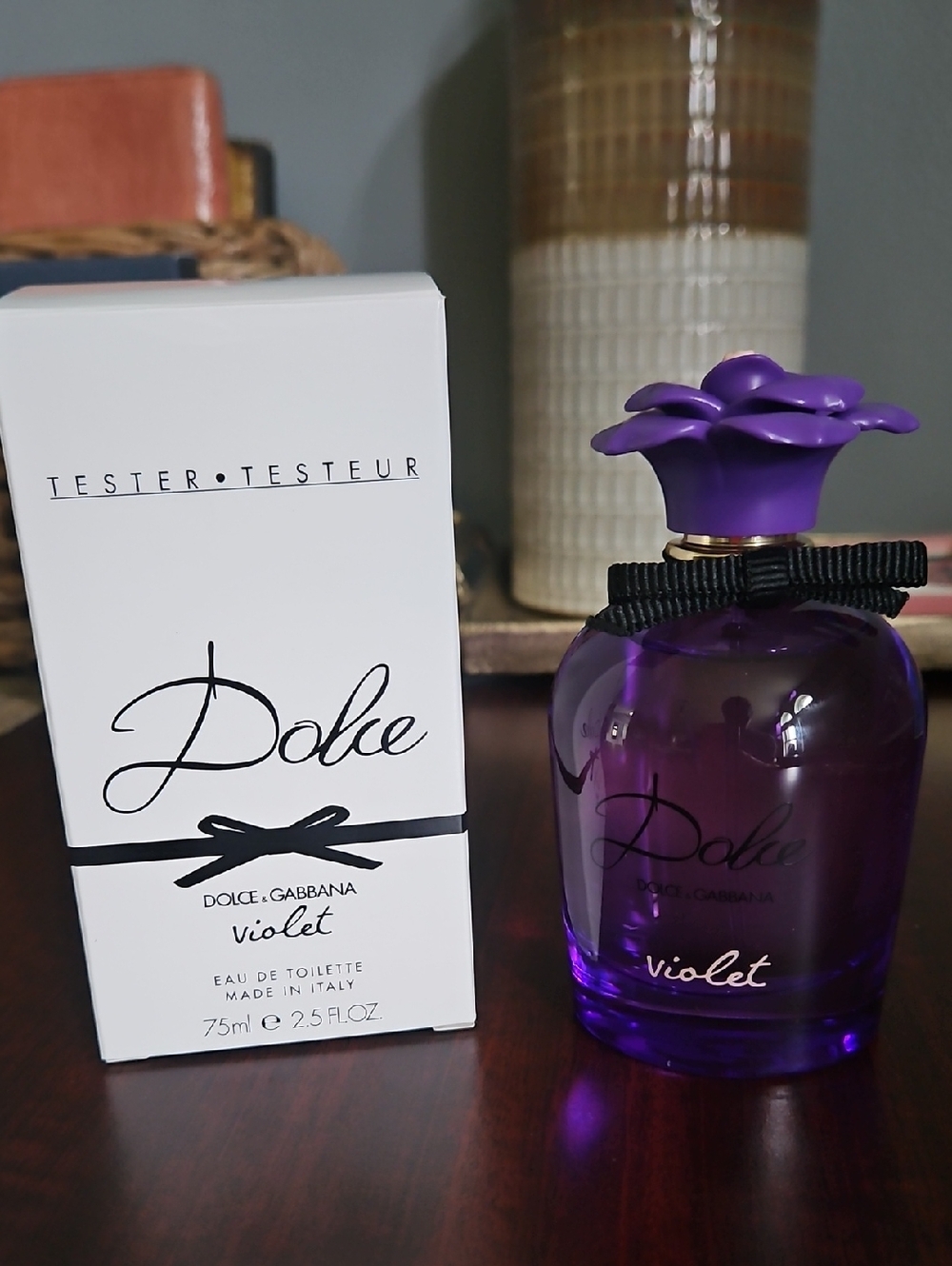 Dolce & Gabbana Violet Purple Glass Bottle with Floral Cap